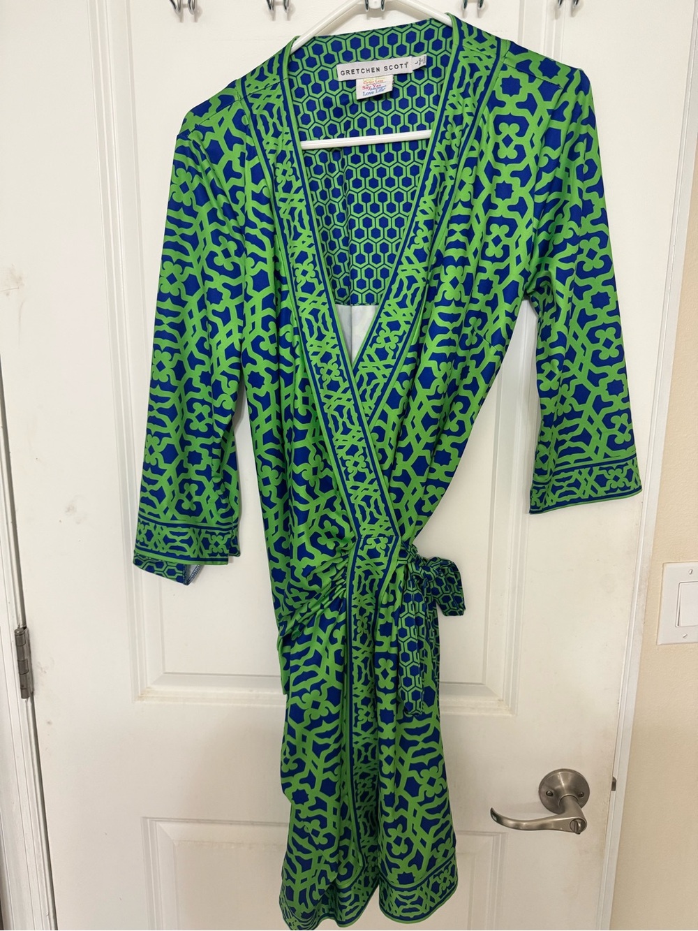 Gretchen Scott Designs Green and Blue Wrap Dress